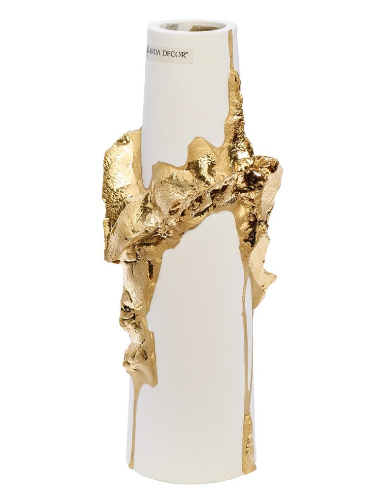 Ваза керамическая белая с золотым декором 55RD5203L