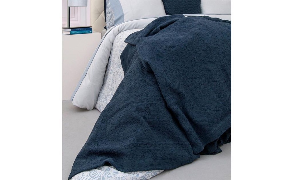 Покрывало полуторное 150х210 тёмно-синее natalie 16amr-natalie pk1.dbl