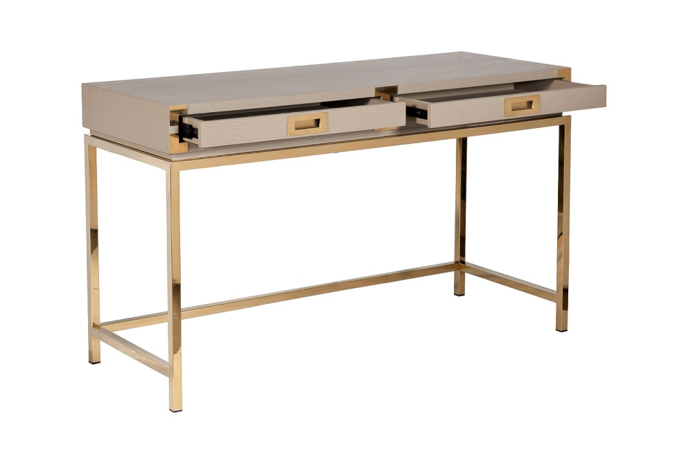 Стол письменный светлый шпон/золото 46AS-D4084-TP